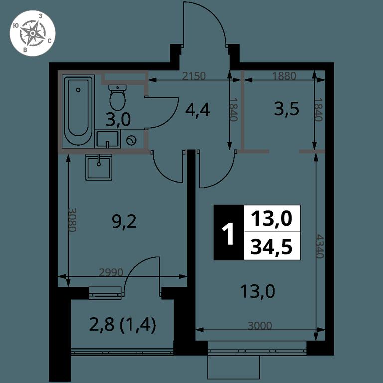 1-BD Apartment Sale, 34.5 sq. m. at Pervy Donskoj, zhiloy mikrorayon Sapronovo, derevnya Sapronovo, Leninskiy City District, Moscow Region, Russia #2 1-BD Apartment Sale, 34.5 sq. m. at Pervy Donskoj, zhiloy mikrorayon Sapronovo, derevnya Sapronovo, Leninskiy City District, Moscow Region, Russia #2