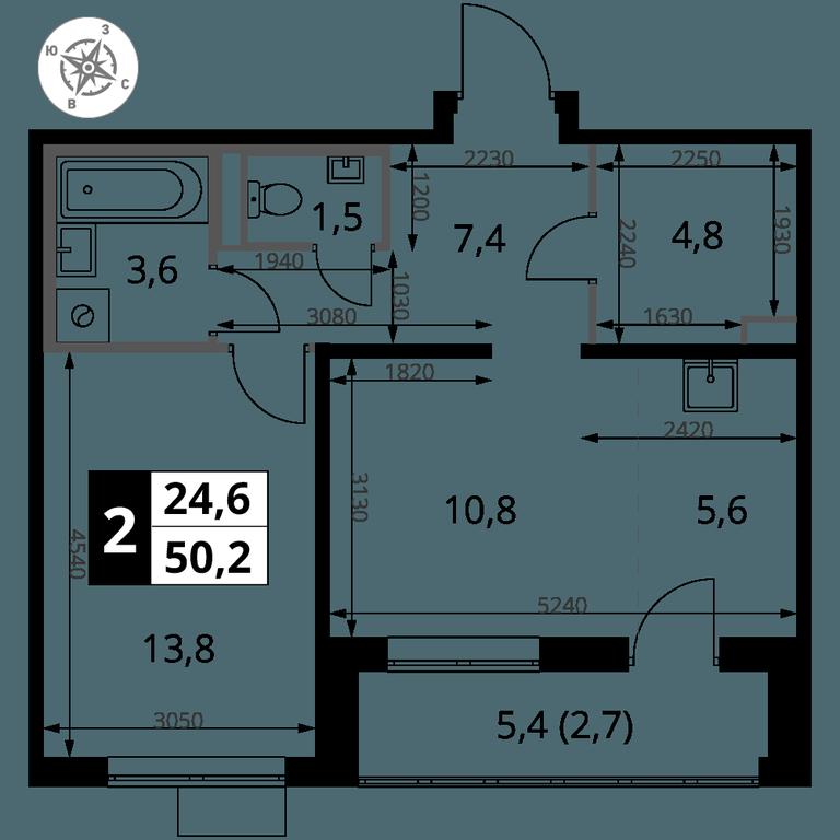 2-BD Apartment Sale, 50.2平方米 at Pervy Donskoj, zhiloy mikrorayon Sapronovo, derevnya Sapronovo, Leninskiy City District, Moscow Region, Russia #2 2-BD Apartment Sale, 50.2平方米 at Pervy Donskoj, zhiloy mikrorayon Sapronovo, derevnya Sapronovo, Leninskiy City District, Moscow Region, Russia #2