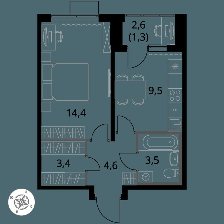1-BD Apartment Sale, 36.7 sq. m. at Pervy Donskoj, zhiloy mikrorayon Sapronovo, derevnya Sapronovo, Leninskiy City District, Moscow Region, Russia #1