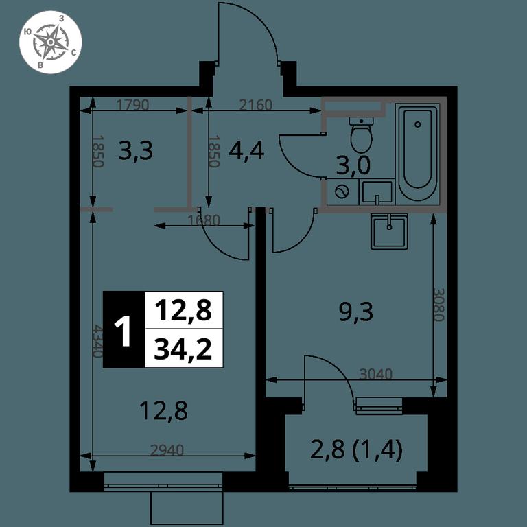 1-BD Apartment Sale, 34.2 sq. m. at Pervy Donskoj, zhiloy mikrorayon Sapronovo, derevnya Sapronovo, Leninskiy City District, Moscow Region, Russia #2 1-BD Apartment Sale, 34.2 sq. m. at Pervy Donskoj, zhiloy mikrorayon Sapronovo, derevnya Sapronovo, Leninskiy City District, Moscow Region, Russia #2