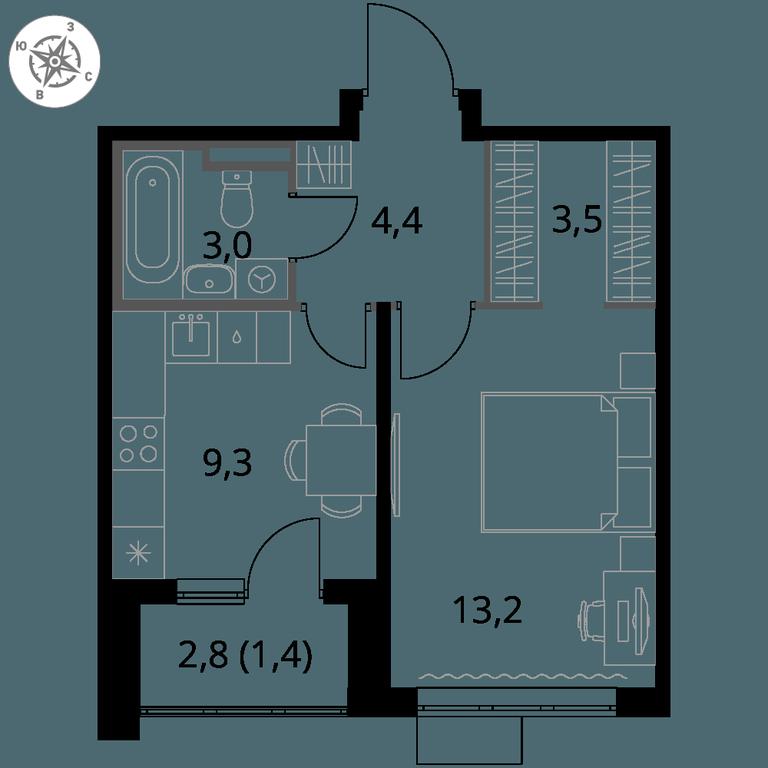 1-BD Apartment Sale, 34.8 sq. m. at Pervy Donskoj, zhiloy mikrorayon Sapronovo, derevnya Sapronovo, Leninskiy City District, Moscow Region, Russia #1