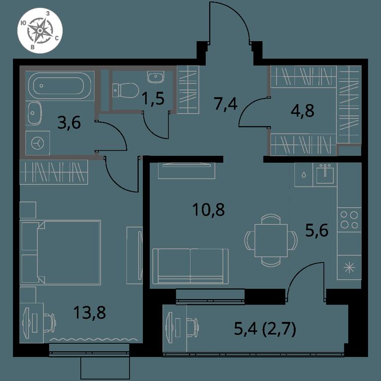 2-BD Apartment Sale, 50.2 sq. m. at Pervy Donskoj, zhiloy mikrorayon Sapronovo, derevnya Sapronovo, Leninskiy City District, Moscow Region, Russia #1 2-BD Apartment Sale, 50.2 sq. m. at Pervy Donskoj, zhiloy mikrorayon Sapronovo, derevnya Sapronovo, Leninskiy City District, Moscow Region, Russia #1