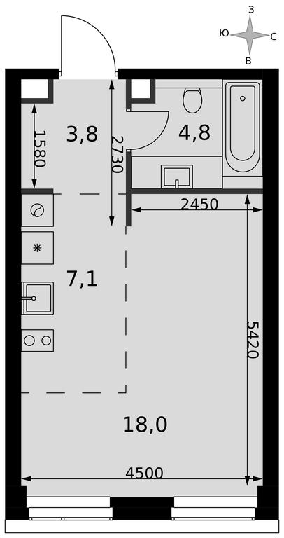Apartment Sale, 33.7 sq. m. at Amber City, 3rd Khoroshyovsky Drive, 3А, Moscow, Russia #2