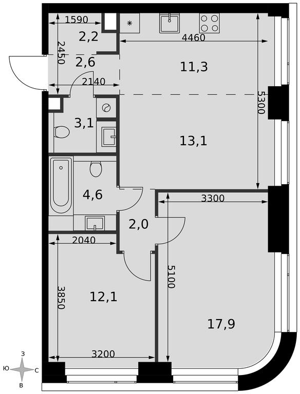 3-BD Apartment Sale, 68.9平方米 at Amber City, 3rd Khoroshyovsky Drive, 3А, Moscow, Russia #2 3-BD Apartment Sale, 68.9平方米 at Amber City, 3rd Khoroshyovsky Drive, 3А, Moscow, Russia #2