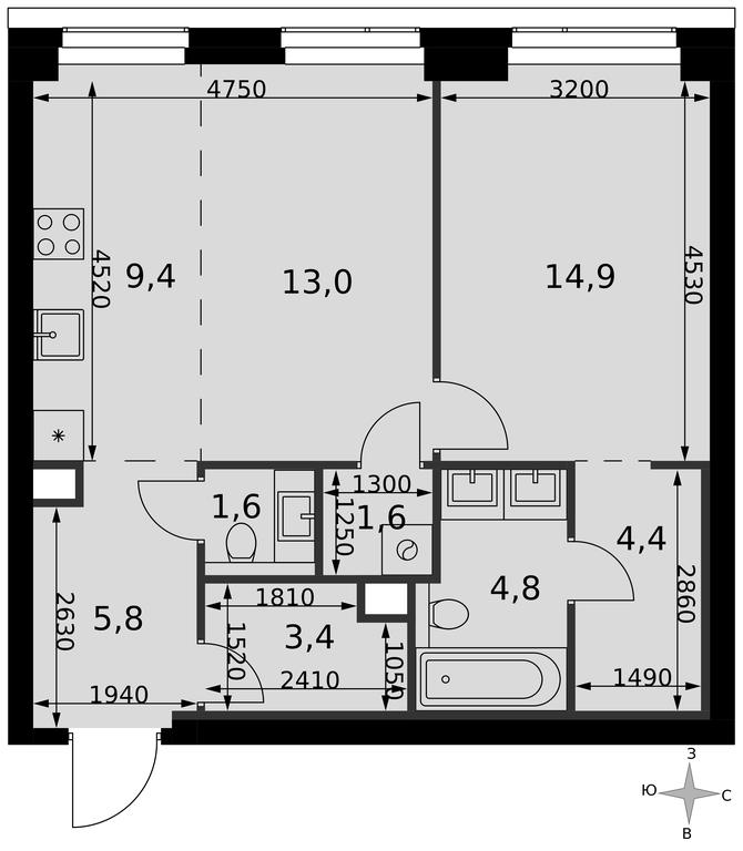 2-BD Apartment Sale, 58.9 sq. m. at Amber City, 3rd Khoroshyovsky Drive, 3А, Moscow, Russia #2 2-BD Apartment Sale, 58.9 sq. m. at Amber City, 3rd Khoroshyovsky Drive, 3А, Moscow, Russia #2