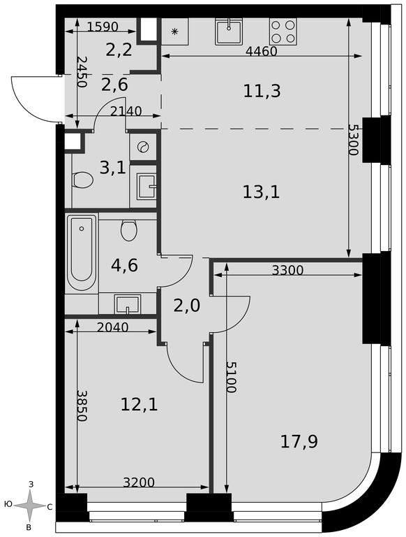 3-BD Apartment Sale, 68.9平方米 at Amber City, 3rd Khoroshyovsky Drive, 3А, Moscow, Russia #2 3-BD Apartment Sale, 68.9平方米 at Amber City, 3rd Khoroshyovsky Drive, 3А, Moscow, Russia #2