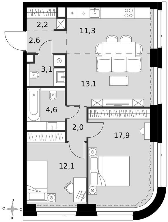 3-BD Apartment Sale, 68.9平方米 at Amber City, 3rd Khoroshyovsky Drive, 3А, Moscow, Russia #1 3-BD Apartment Sale, 68.9平方米 at Amber City, 3rd Khoroshyovsky Drive, 3А, Moscow, Russia #1