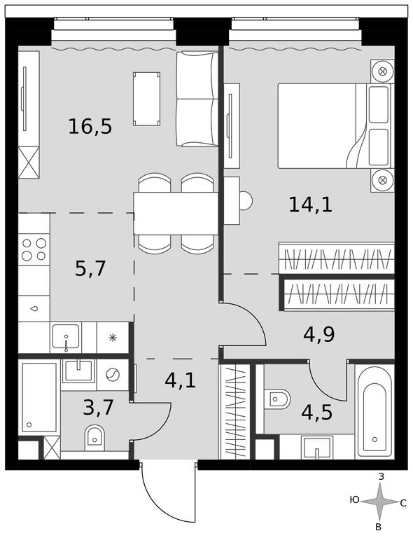 2-BD Apartment Sale, 53.5 sq. m. at Amber City, 3rd Khoroshyovsky Drive, 3А, Moscow, Russia #1