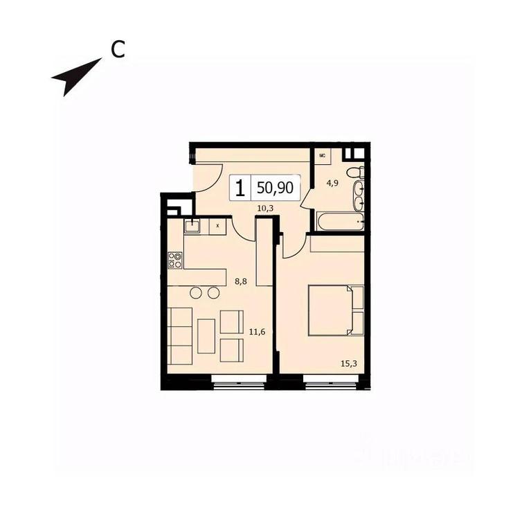 Apartment Sale, 50.9 sq. m. at TWICE (Tvays), Akademika Pavlova Street, 7, Moscow, Russia #1 Apartment Sale, 50.9 sq. m. at TWICE (Tvays), Akademika Pavlova Street, 7, Moscow, Russia #1