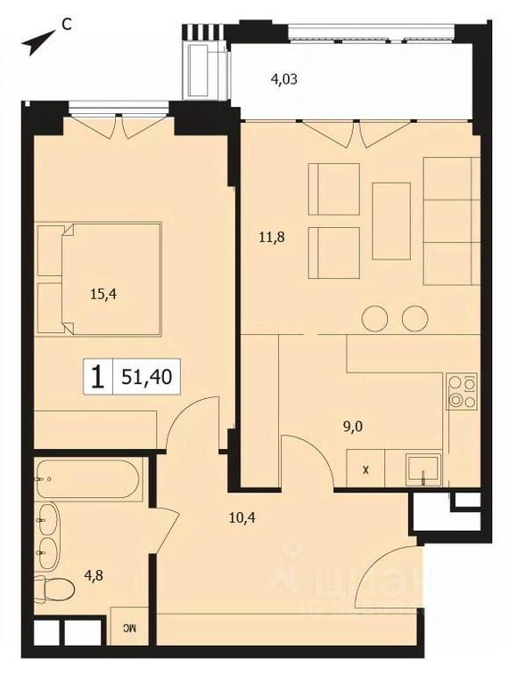 Apartment Sale, 51.4 sq. m. at TWICE (Tvays), Akademika Pavlova Street, 7, Moscow, Russia #1 Apartment Sale, 51.4 sq. m. at TWICE (Tvays), Akademika Pavlova Street, 7, Moscow, Russia #1