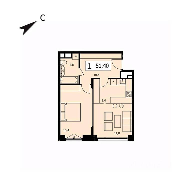 Apartment Sale, 51.4平方米 at TWICE (Tvays), Akademika Pavlova Street, 7, Moscow, Russia #1 Apartment Sale, 51.4平方米 at TWICE (Tvays), Akademika Pavlova Street, 7, Moscow, Russia #1