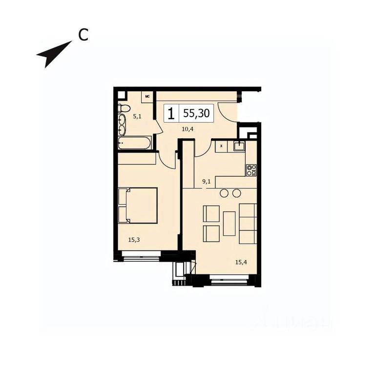 Apartment Sale, 55.3 sq. m. at TWICE (Tvays), Akademika Pavlova Street, 7, Moscow, Russia #1