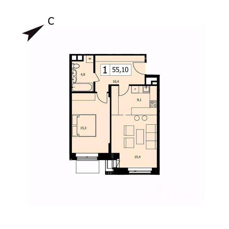 Apartment Sale, 55.1 sq. m. at TWICE (Tvays), Akademika Pavlova Street, 7, Moscow, Russia #1 Apartment Sale, 55.1 sq. m. at TWICE (Tvays), Akademika Pavlova Street, 7, Moscow, Russia #1
