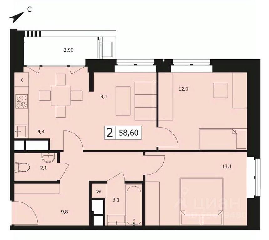 1-BD Apartment Sale, 58.6 sq. m. at TWICE (Tvays), Akademika Pavlova Street, 7, Moscow, Russia #1 1-BD Apartment Sale, 58.6 sq. m. at TWICE (Tvays), Akademika Pavlova Street, 7, Moscow, Russia #1