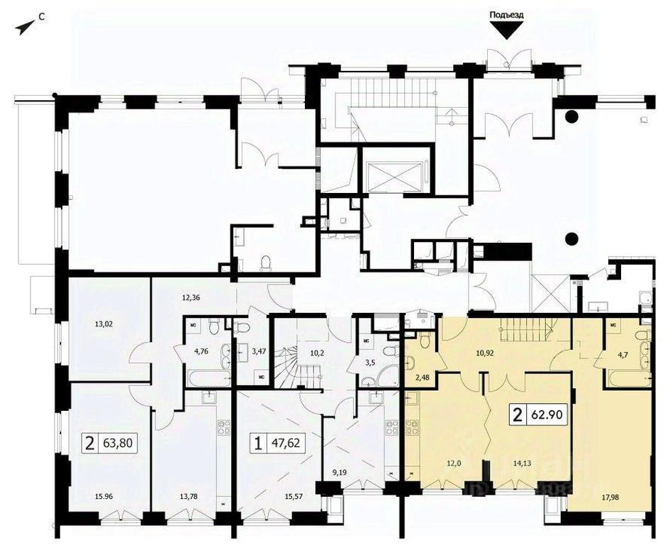 1-BD Apartment Sale, 62.9 sq. m. at TWICE (Tvays), Akademika Pavlova Street, 7, Moscow, Russia #2