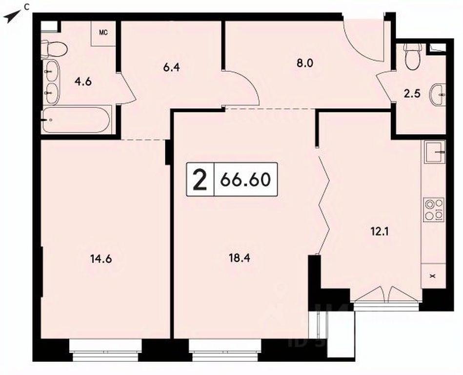1-BD Apartment Sale, 66.6 sq. m. at TWICE (Tvays), Akademika Pavlova Street, 7, Moscow, Russia #1 1-BD Apartment Sale, 66.6 sq. m. at TWICE (Tvays), Akademika Pavlova Street, 7, Moscow, Russia #1