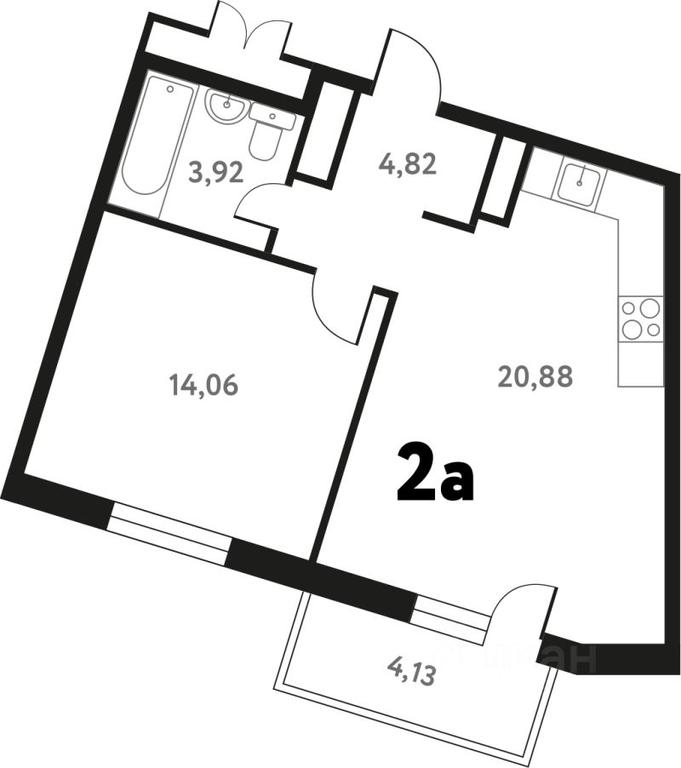 1-BD Apartment Sale, 44.34平方米 at Iuzhnoe Pushkino, Shkolnaya ulitsa, mikrorayon Mamontovka, Pushkino, Moscow Region, Russia #1