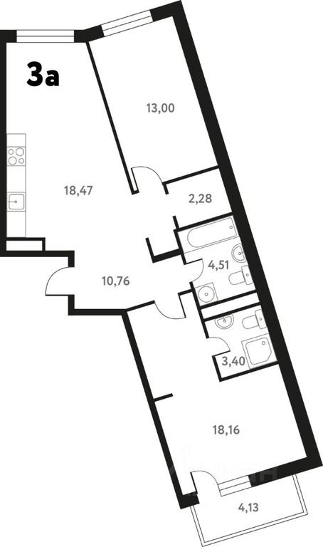 2-BD Apartment Sale, 72.52平方米 at Iuzhnoe Pushkino, Shkolnaya ulitsa, mikrorayon Mamontovka, Pushkino, Moscow Region, Russia #1