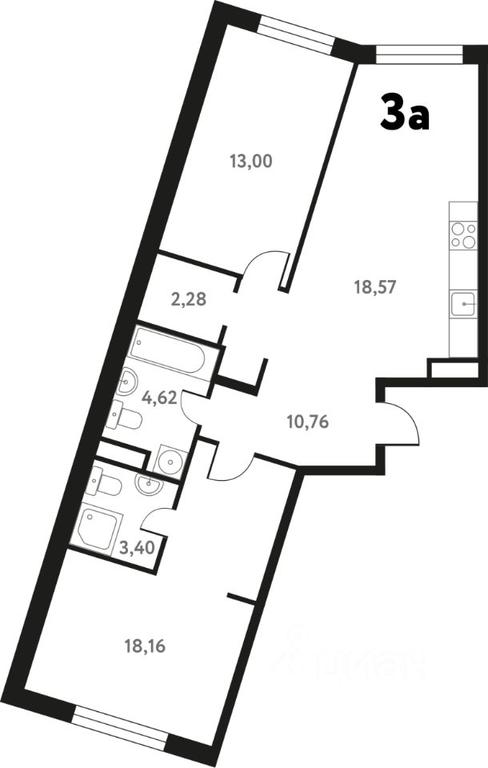 2-BD Apartment Sale, 71.43 sq. m. at Iuzhnoe Pushkino, Shkolnaya ulitsa, mikrorayon Mamontovka, Pushkino, Moscow Region, Russia #1