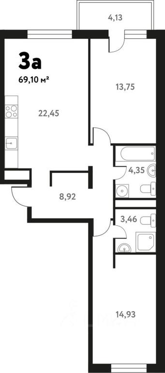 2-BD Apartment Sale, 68.33平方米 at Iuzhnoe Pushkino, Shkolnaya ulitsa, mikrorayon Mamontovka, Pushkino, Moscow Region, Russia #1