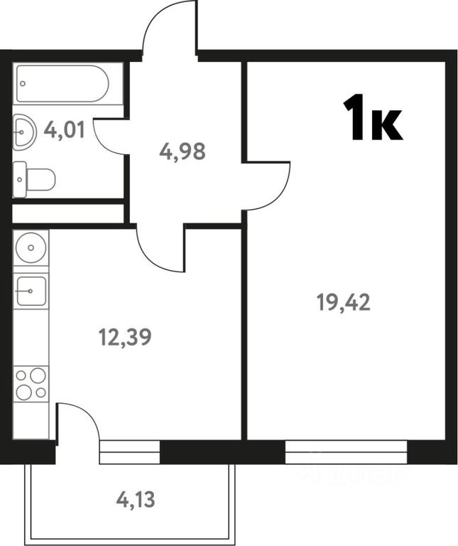 Apartment Sale, 42.16平方米 at Iuzhnoe Pushkino, Shkolnaya ulitsa, mikrorayon Mamontovka, Pushkino, Moscow Region, Russia #1