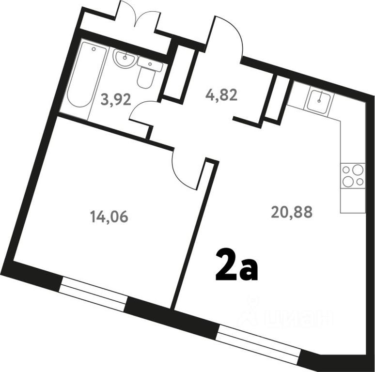 1-BD Apartment Sale, 43.24平方米 at Iuzhnoe Pushkino, Shkolnaya ulitsa, mikrorayon Mamontovka, Pushkino, Moscow Region, Russia #1
