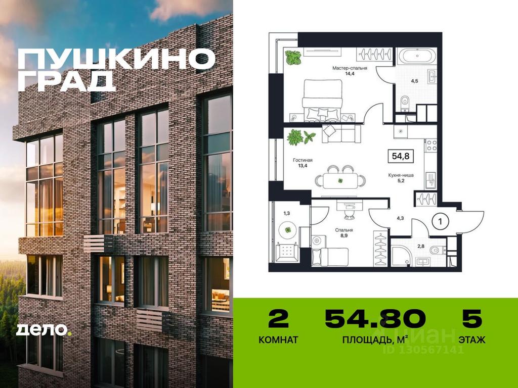 1-BD Apartment Sale, 54.8平方米 at Pushkino Grad, Polevaya ulitsa, selo Bratovshchina, Pshkinskiy Urban District, Moscow Region, Russia #2 1-BD Apartment Sale, 54.8平方米 at Pushkino Grad, Polevaya ulitsa, selo Bratovshchina, Pshkinskiy Urban District, Moscow Region, Russia #2