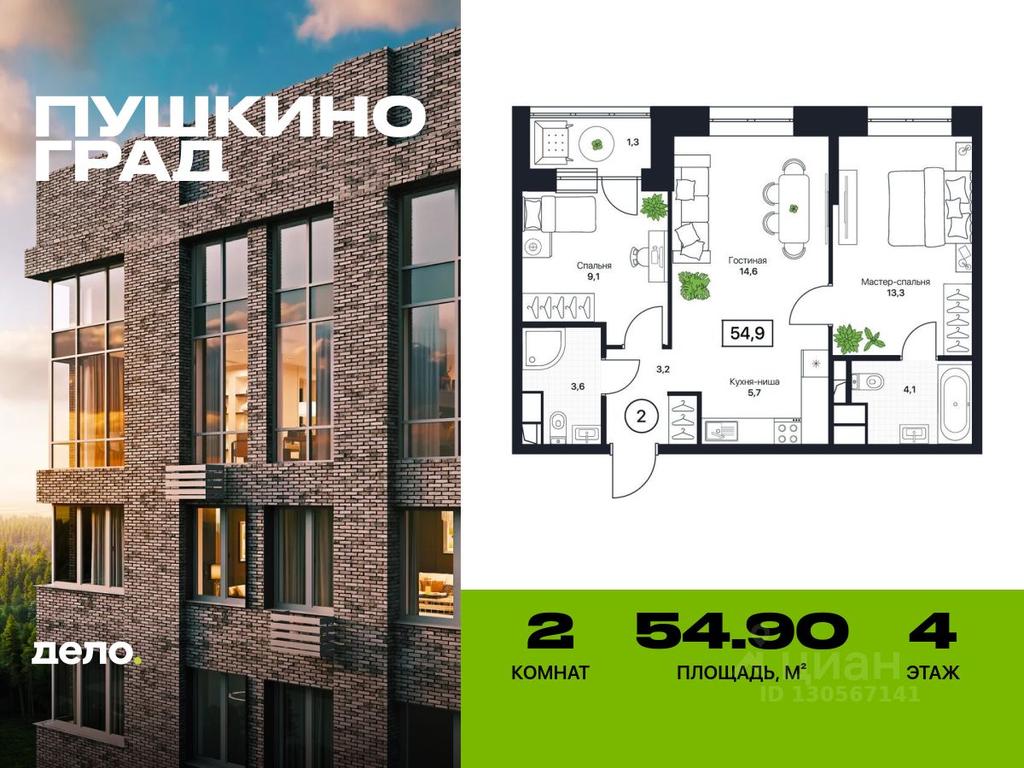 1-BD Apartment Sale, 54.9平方米 at Pushkino Grad, Polevaya ulitsa, selo Bratovshchina, Pshkinskiy Urban District, Moscow Region, Russia #1 1-BD Apartment Sale, 54.9平方米 at Pushkino Grad, Polevaya ulitsa, selo Bratovshchina, Pshkinskiy Urban District, Moscow Region, Russia #1