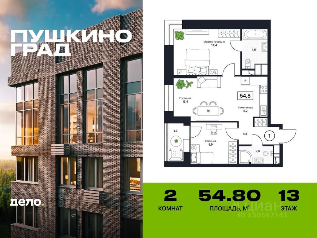 1-BD Apartment Sale, 54.8平方米 at Pushkino Grad, Polevaya ulitsa, selo Bratovshchina, Pshkinskiy Urban District, Moscow Region, Russia #2 1-BD Apartment Sale, 54.8平方米 at Pushkino Grad, Polevaya ulitsa, selo Bratovshchina, Pshkinskiy Urban District, Moscow Region, Russia #2