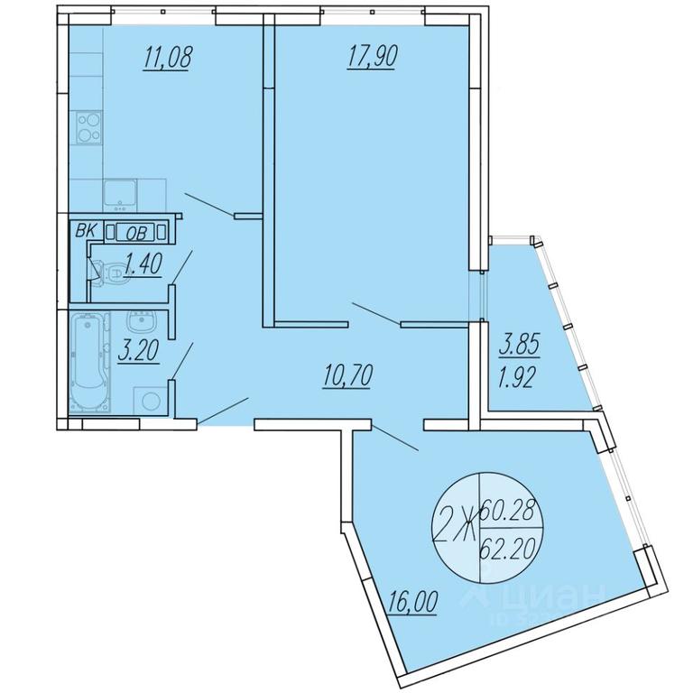 1-BD Apartment Sale, 62.2 sq. m. at Sholohovo, ulitsa Yunosti, zhiloy kompleks Sholokhovo, derevnya Sholokhovo, Mytishi Urban District, Moscow Region, Russia #1