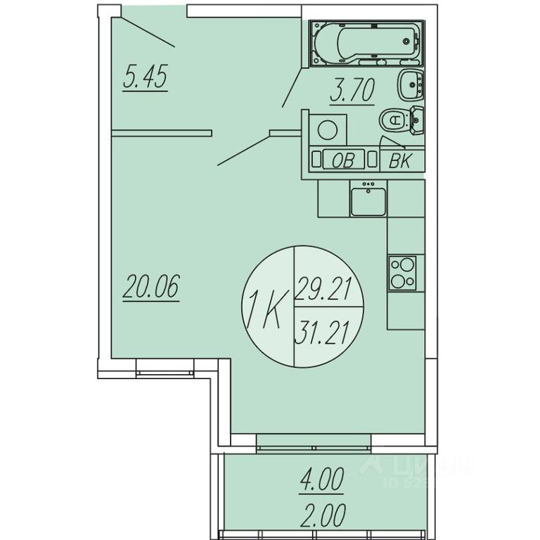 Apartment Sale, 31.21 sq. m. at Sholohovo, ulitsa Yunosti, zhiloy kompleks Sholokhovo, derevnya Sholokhovo, Mytishi Urban District, Moscow Region, Russia #1