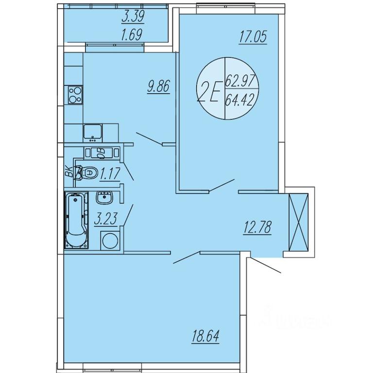 1-BD Apartment Sale, 64.42 sq. m. at Sholohovo, ulitsa Yunosti, zhiloy kompleks Sholokhovo, derevnya Sholokhovo, Mytishi Urban District, Moscow Region, Russia #1