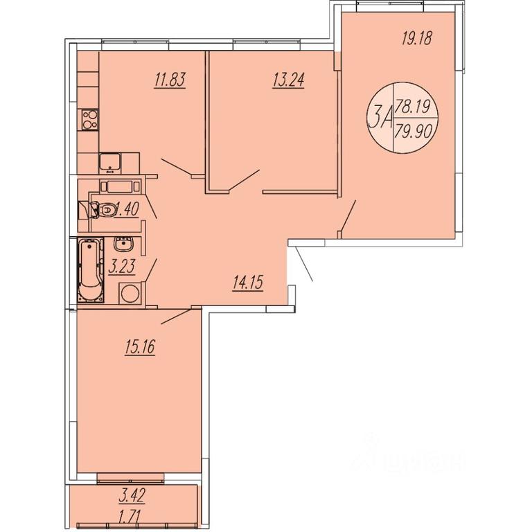 2-BD Apartment Sale, 79.9 sq. m. at Sholohovo, ulitsa Yunosti, zhiloy kompleks Sholokhovo, derevnya Sholokhovo, Mytishi Urban District, Moscow Region, Russia #1