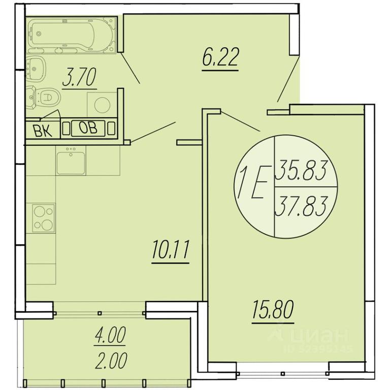 Apartment Sale, 37.83平方米 at Sholohovo, ulitsa Yunosti, zhiloy kompleks Sholokhovo, derevnya Sholokhovo, Mytishi Urban District, Moscow Region, Russia #1