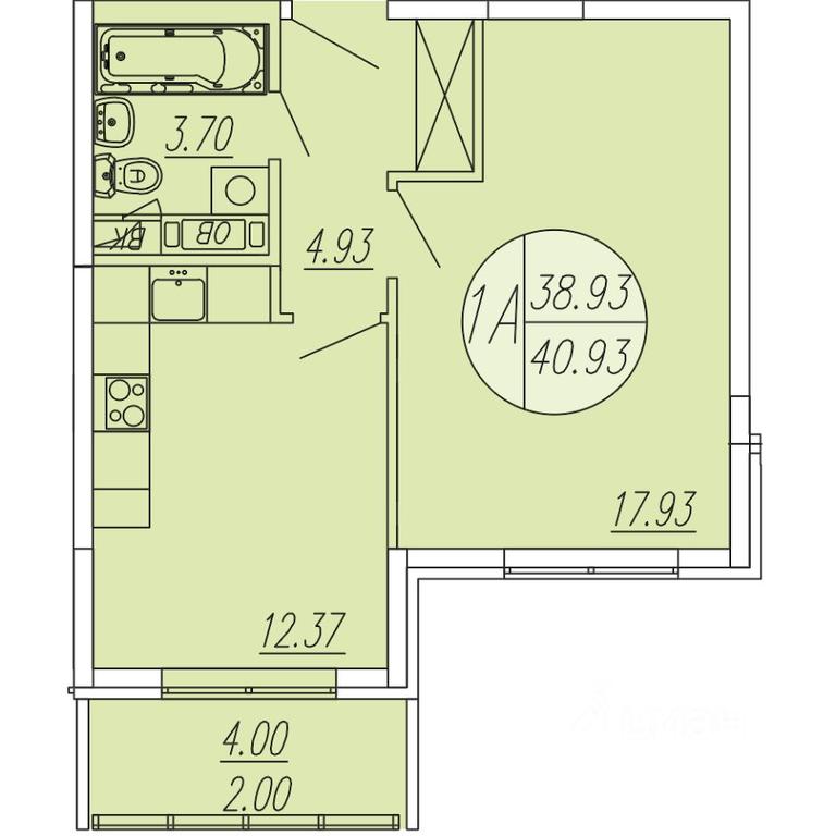 Apartment Sale, 40.93 sq. m. at Sholohovo, ulitsa Yunosti, zhiloy kompleks Sholokhovo, derevnya Sholokhovo, Mytishi Urban District, Moscow Region, Russia #1