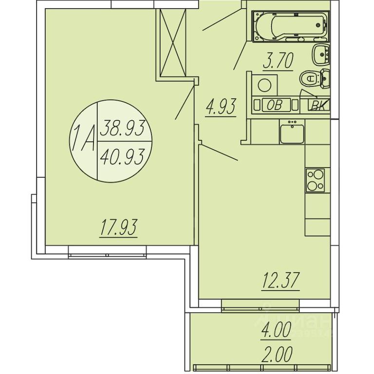 Apartment Sale, 40.93 sq. m. at Sholohovo, ulitsa Yunosti, zhiloy kompleks Sholokhovo, derevnya Sholokhovo, Mytishi Urban District, Moscow Region, Russia #1