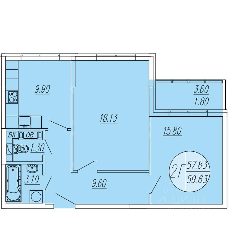 1-BD Apartment Sale, 59.63平方米 at Sholohovo, ulitsa Yunosti, zhiloy kompleks Sholokhovo, derevnya Sholokhovo, Mytishi Urban District, Moscow Region, Russia #1 1-BD Apartment Sale, 59.63平方米 at Sholohovo, ulitsa Yunosti, zhiloy kompleks Sholokhovo, derevnya Sholokhovo, Mytishi Urban District, Moscow Region, Russia #1