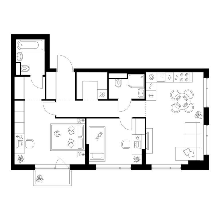 2-BD Apartment Sale, 63.6平方米 at Buninskaja naberezhnaja, ZhK Buninskaya Naberezhnaya, Moscow, Russia #1 2-BD Apartment Sale, 63.6平方米 at Buninskaja naberezhnaja, ZhK Buninskaya Naberezhnaya, Moscow, Russia #1