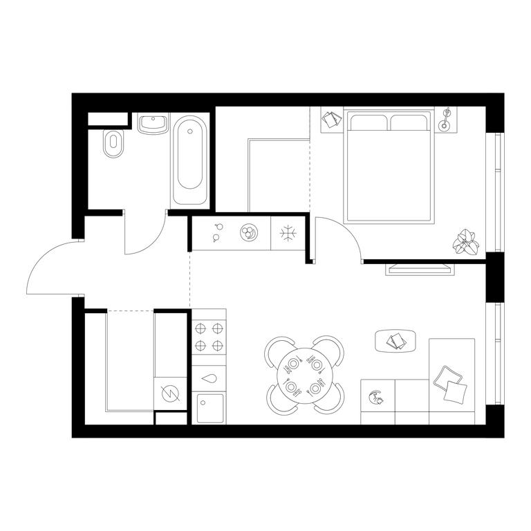 1-BD Apartment Sale, 37.9 sq. m. at Buninskaja naberezhnaja, ZhK Buninskaya Naberezhnaya, Moscow, Russia #1