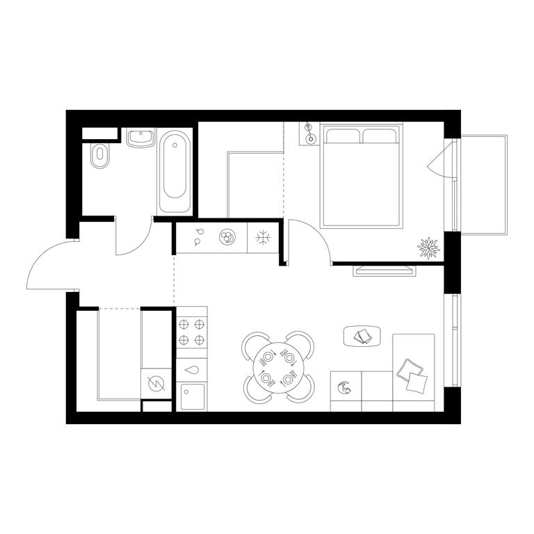 1-BD Apartment Sale, 38.5平方米 at Buninskaja naberezhnaja, ZhK Buninskaya Naberezhnaya, Moscow, Russia #1