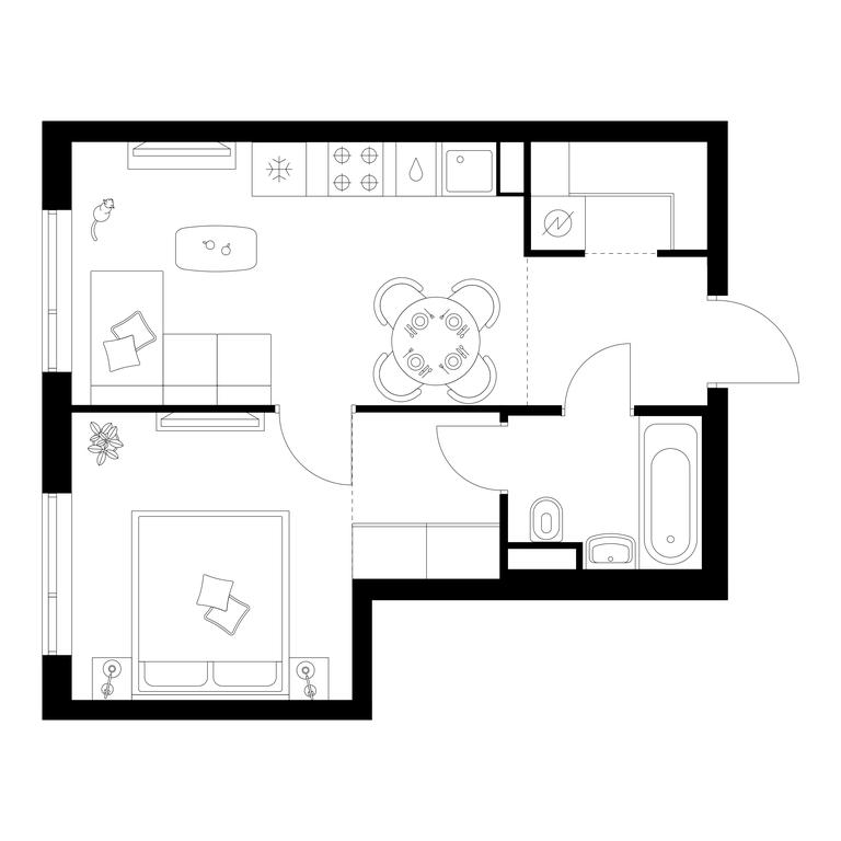 1-BD Apartment Sale, 36.7 sq. m. at Buninskaja naberezhnaja, ZhK Buninskaya Naberezhnaya, Moscow, Russia #1