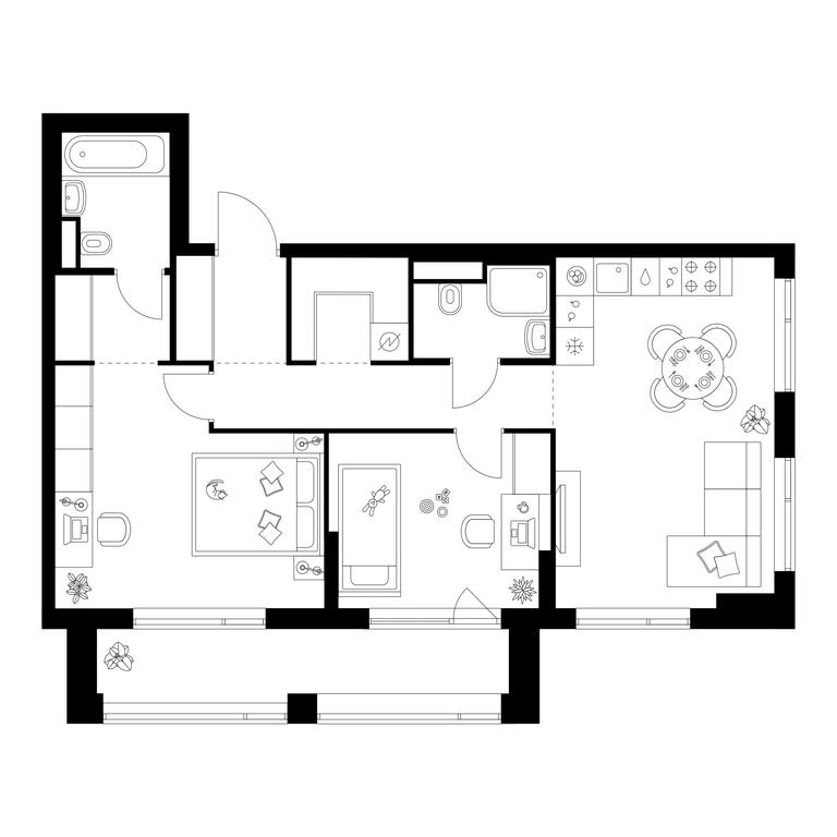 2-BD Apartment Sale, 65 sq. m. at Buninskaja naberezhnaja, ZhK Buninskaya Naberezhnaya, Moscow, Russia #1 2-BD Apartment Sale, 65 sq. m. at Buninskaja naberezhnaja, ZhK Buninskaya Naberezhnaya, Moscow, Russia #1