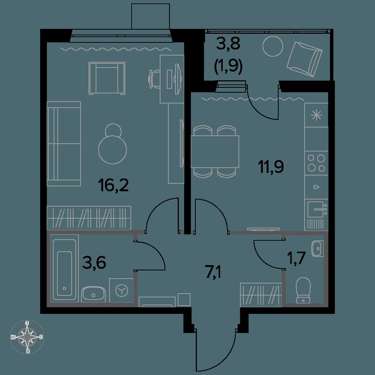 1-BD Apartment Sale, 42.2 sq. m. at Pervyi Leningradskiy, Pervy Leningradskiy Residential Complex, Moscow, Russia #1