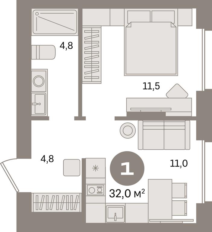 1-BD Apartment Sale, 32 sq. m. at Pervy kvartal, Kalinovaya ulitsa, derevnya Sapronovo, Leninskiy City District, Moscow Region, Russia #1 1-BD Apartment Sale, 32 sq. m. at Pervy kvartal, Kalinovaya ulitsa, derevnya Sapronovo, Leninskiy City District, Moscow Region, Russia #1