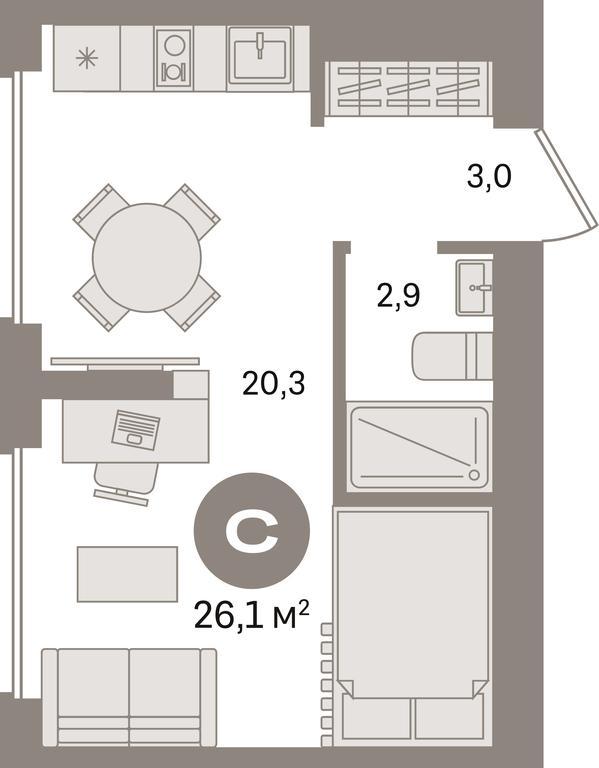 Apartment Sale, 26.1 sq. m. at Pervy kvartal, Kalinovaya ulitsa, derevnya Sapronovo, Leninskiy City District, Moscow Region, Russia #1