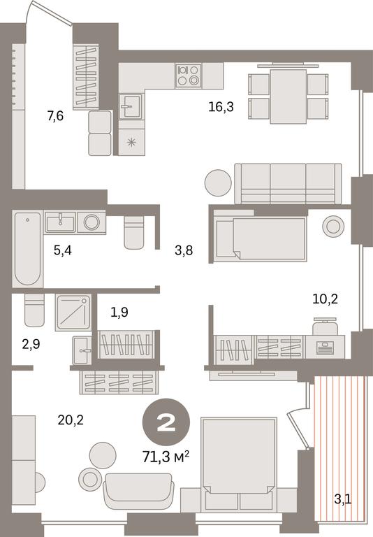 2-BD Apartment Sale, 71.3 sq. m. at Pervy kvartal, Kalinovaya ulitsa, derevnya Sapronovo, Leninskiy City District, Moscow Region, Russia #1 2-BD Apartment Sale, 71.3 sq. m. at Pervy kvartal, Kalinovaya ulitsa, derevnya Sapronovo, Leninskiy City District, Moscow Region, Russia #1