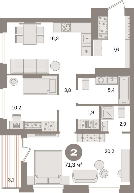 2-BD Apartment Sale, 71.3 sq. m. at Pervy kvartal, Kalinovaya ulitsa, derevnya Sapronovo, Leninskiy City District, Moscow Region, Russia #1 2-BD Apartment Sale, 71.3 sq. m. at Pervy kvartal, Kalinovaya ulitsa, derevnya Sapronovo, Leninskiy City District, Moscow Region, Russia #1