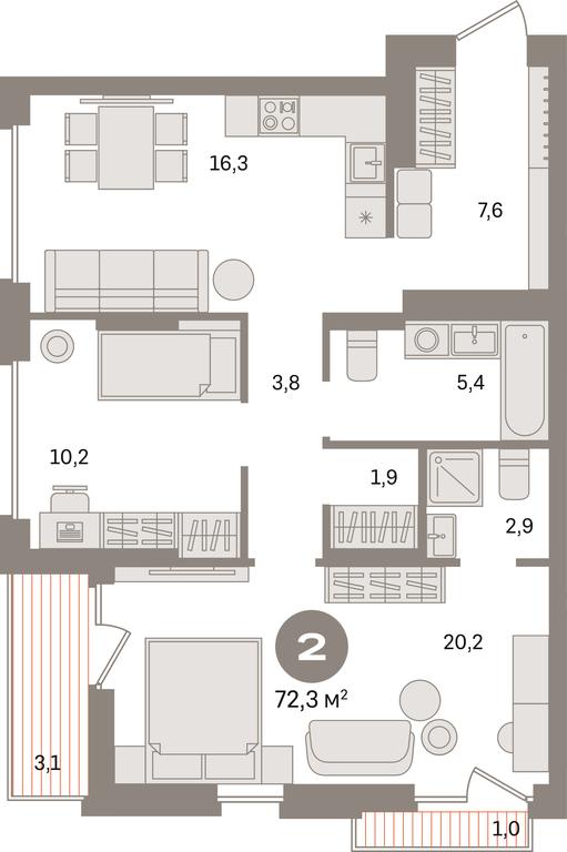 2-BD Apartment Sale, 72.3 sq. m. at Pervy kvartal, Kalinovaya ulitsa, derevnya Sapronovo, Leninskiy City District, Moscow Region, Russia #1 2-BD Apartment Sale, 72.3 sq. m. at Pervy kvartal, Kalinovaya ulitsa, derevnya Sapronovo, Leninskiy City District, Moscow Region, Russia #1