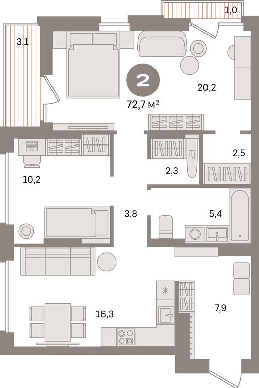 2-BD Apartment Sale, 72.7 sq. m. at Pervy kvartal, Kalinovaya ulitsa, derevnya Sapronovo, Leninskiy City District, Moscow Region, Russia #1 2-BD Apartment Sale, 72.7 sq. m. at Pervy kvartal, Kalinovaya ulitsa, derevnya Sapronovo, Leninskiy City District, Moscow Region, Russia #1
