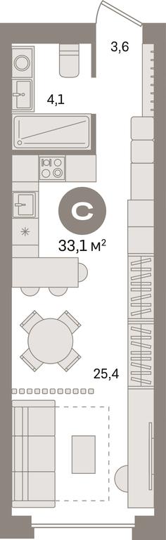 Apartment Sale, 33.1 sq. m. at Pervy kvartal, Kalinovaya ulitsa, derevnya Sapronovo, Leninskiy City District, Moscow Region, Russia #1
